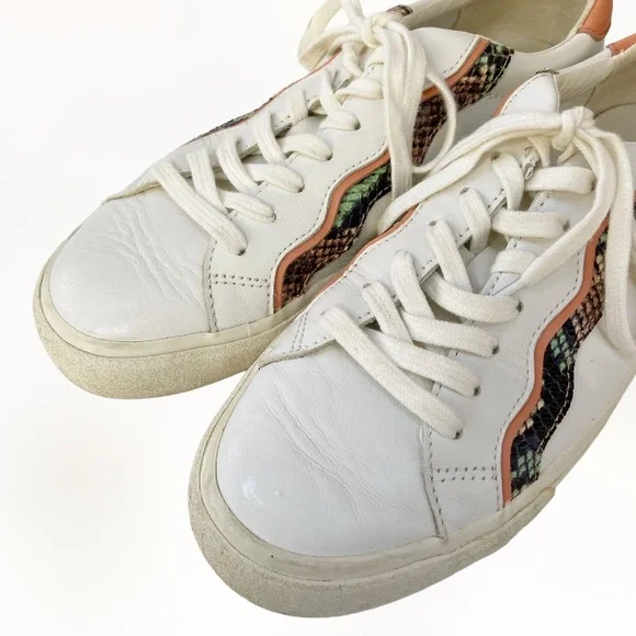 Madewell Sidewalk Low-Top Sneakers Snake Embossed Leather Wave Edition MC693 9M - Picture 7 of 9